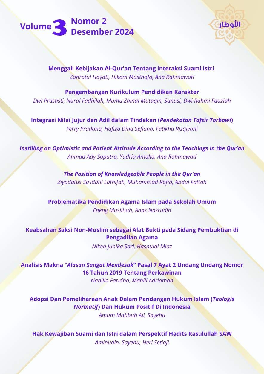 					Lihat Vol 3 No 2 (2024): Al-Authar (Jurnal Pendidikan dan Hukum Islam) Desember 2024
				